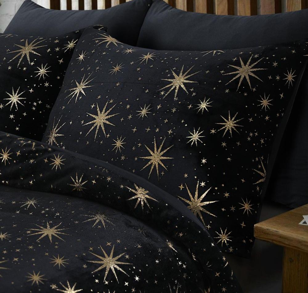 Glamour Stars Foil Dekbedovertrek Flanel - Zwart